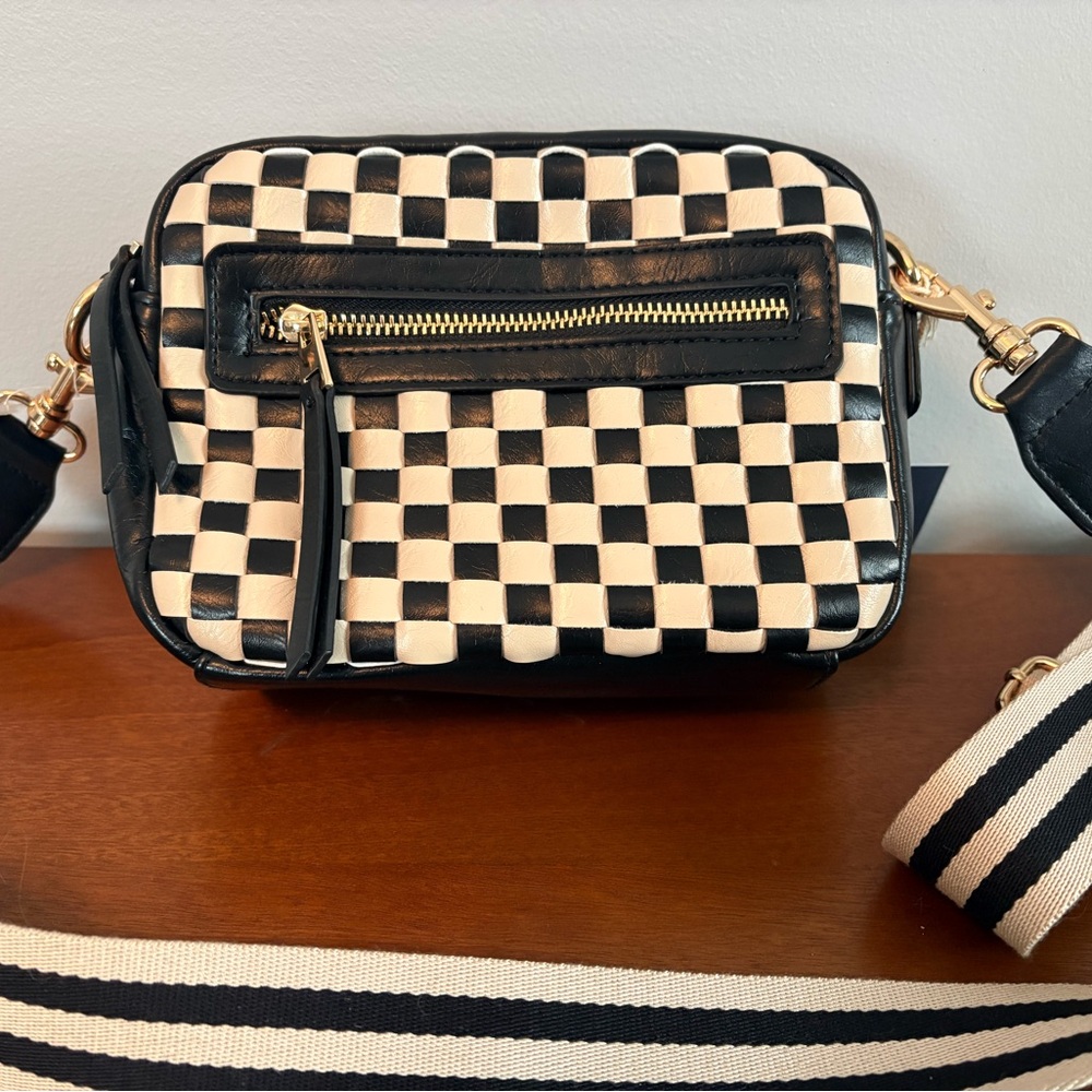 woven Checkered Black and white Crossbody/shoulder purse Bag